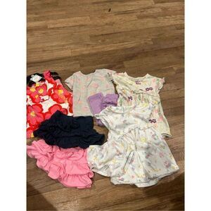 Bundle of girls nine items tops bottoms dresses size 12M